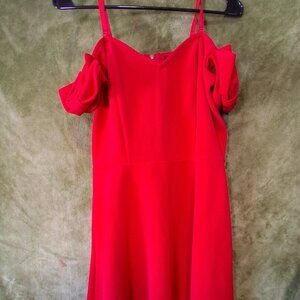 material girl large red dress bow sleeves